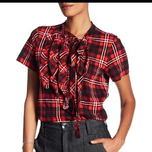 Marc Jacobs Short sleeve knit ruffle blouse